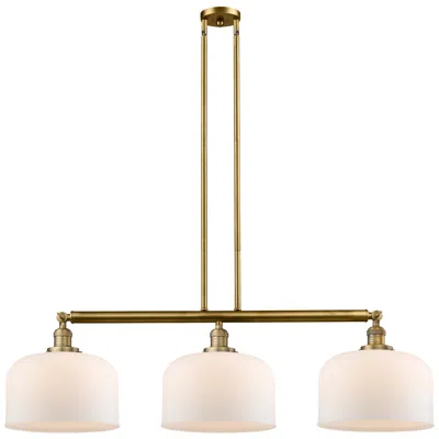 Innovations Lighting Bell 42" 3-light Brushed Brass Stem Hung Island Light W/ Matte White S