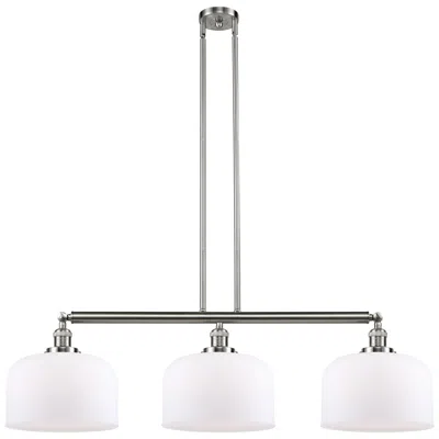 Innovations Lighting Bell 42" 3-light Brushed Satin Nickel Stem Hung Island Light W/ White