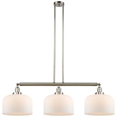 Innovations Lighting Bell 42" 3-light Polished Nickel Stem Hung Island Light W/ White Shade
