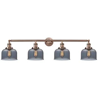 Innovations Lighting Bell 44" Wide 4 Light Copper Bath Vanity Light W/ Plated Smoke Shade