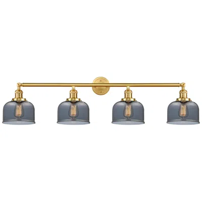 Innovations Lighting Bell 44" Wide 4 Light Satin Gold Bath Vanity Light W/ Plated Smoke Sha