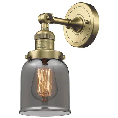 Innovations Lighting Bell 5" Antique Brass Sconce W/ Plated Smoke Shade