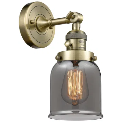 Innovations Lighting Bell 5" Antique Brass Sconce W/ Plated Smoke Shade