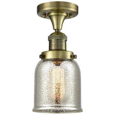Innovations Lighting Bell 5" Antique Brass Semi Flush Mount W/ Silver Plated Mercury Shade