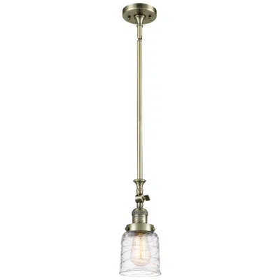 Innovations Lighting Bell 5" Antique Brass Stem Hung Mini Pendant W/ Deco Swirl Shade