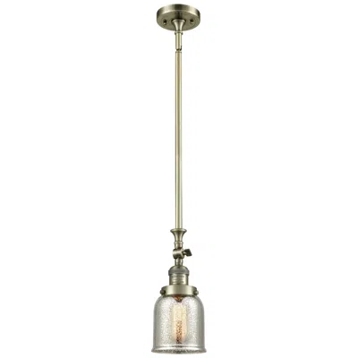 Innovations Lighting Bell 5" Antique Brass Stem Hung Mini Pendant W/ Silver Plated Mercury