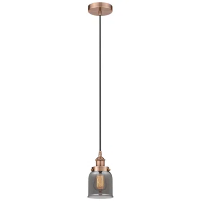 Innovations Lighting Bell 5" Antique Copper Mini Pendant W/ Plated Smoke Shade