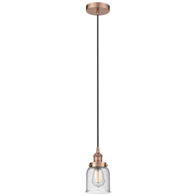 Innovations Lighting Bell 5" Antique Copper Mini Pendant W/ Seedy Shade