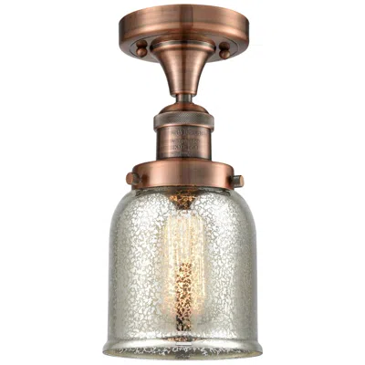 Innovations Lighting Bell 5" Antique Copper Semi Flush Mount W/ Silver Plated Mercury Shade