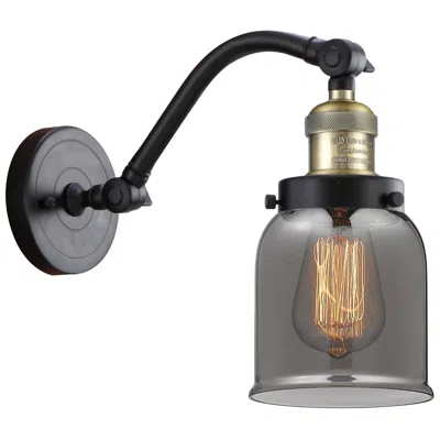 Innovations Lighting Bell 5" Black Antique Brass Sconce W/ Plated Smoke Shade