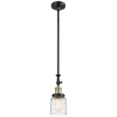 Innovations Lighting Bell 5" Black Antique Brass Stem Hung Mini Pendant W/ Deco Swirl Shade