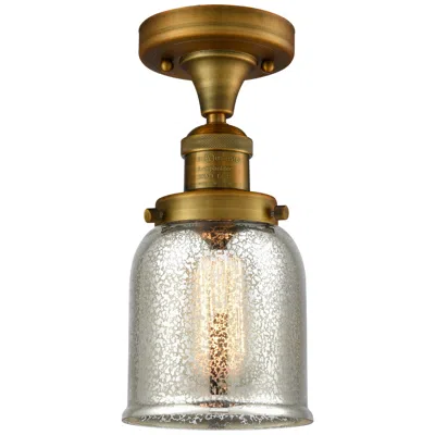 Innovations Lighting Bell 5" Brushed Brass Semi Flush Mount W/ Silver Plated Mercury Shade