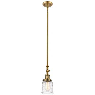 Innovations Lighting Bell 5" Brushed Brass Stem Hung Mini Pendant W/ Deco Swirl Shade