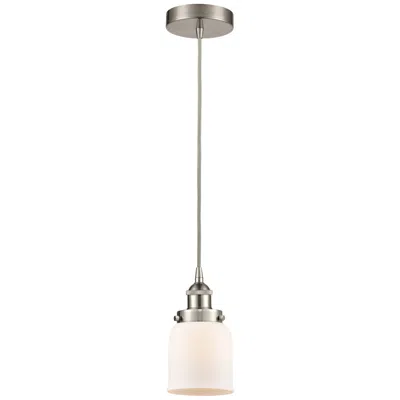 Innovations Lighting Bell 5" Brushed Satin Nickel Mini Pendant W/ Matte White Shade