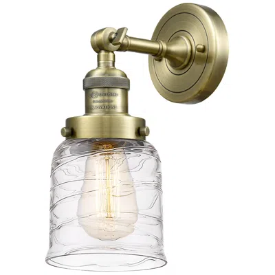 Innovations Lighting Bell 5" Incandescent Sconce - Brass Finish - Deco Swirl Shade