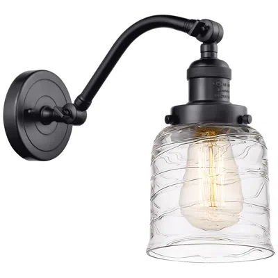 Innovations Lighting Bell 5" Incandescent Sconce - Matte Black Finish - Deco Swirl Shade