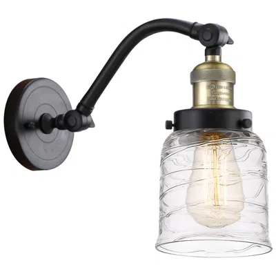 Innovations Lighting Bell 5" Led Sconce - Black Brass Finish - Deco Swirl Shade
