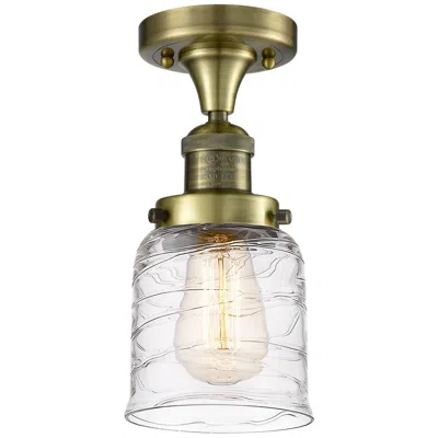 Innovations Lighting Bell 5" Led Semi-flush Mount - Antique Brass - Deco Swirl Shade