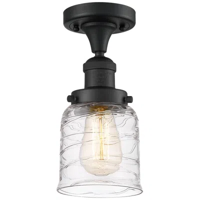 Innovations Lighting Bell 5" Led Semi-flush Mount - Matte Black - Deco Swirl Shade