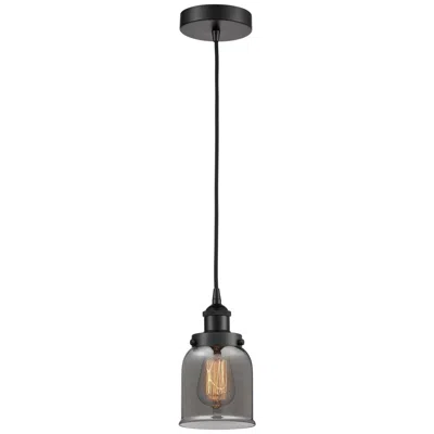 Innovations Lighting Bell 5" Matte Black Mini Pendant W/ Plated Smoke Shade