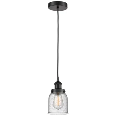 Innovations Lighting Bell 5" Matte Black Mini Pendant W/ Seedy Shade