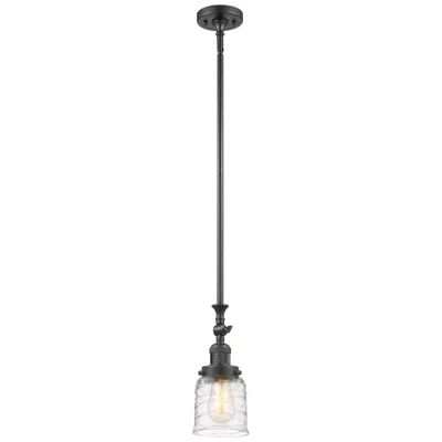 Innovations Lighting Bell 5" Oil Rubbed Bronze Stem Hung Mini Pendant W/ Deco Swirl Shade