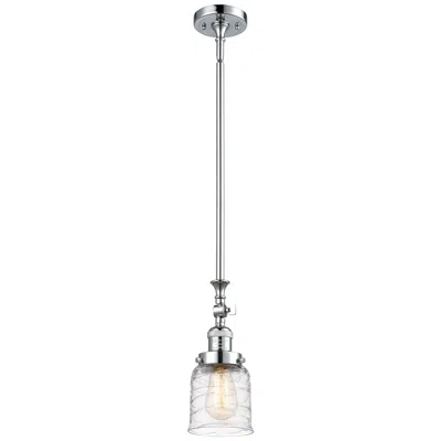Innovations Lighting Bell 5" Polished Chrome Stem Hung Mini Pendant W/ Deco Swirl Shade