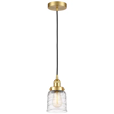 Innovations Lighting Bell 5" Satin Gold Mini Pendant W/ Deco Swirl Shade