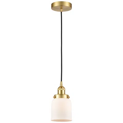 Innovations Lighting Bell 5" Satin Gold Mini Pendant W/ Matte White Shade