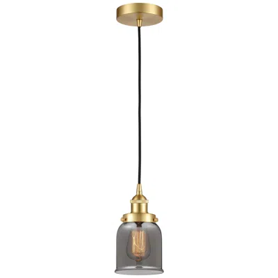 Innovations Lighting Bell 5" Satin Gold Mini Pendant W/ Plated Smoke Shade