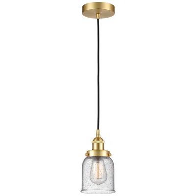 Innovations Lighting Bell 5" Satin Gold Mini Pendant W/ Seedy Shade