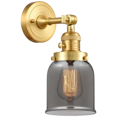 Innovations Lighting Bell 5" Satin Gold Sconce W/ Plated Smoke Shade