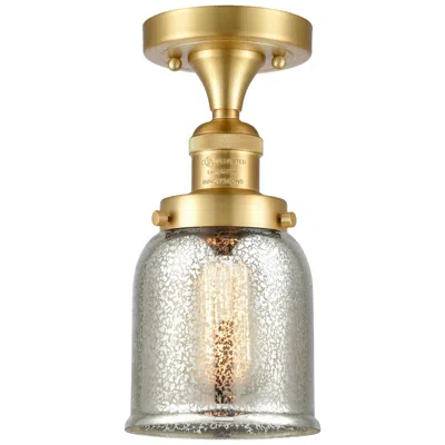 Innovations Lighting Bell 5" Satin Gold Semi Flush Mount W/ Silver Plated Mercury Shade