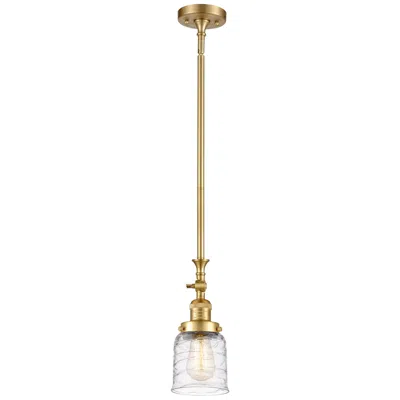 Innovations Lighting Bell 5" Satin Gold Stem Hung Mini Pendant W/ Deco Swirl Shade