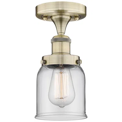 Innovations Lighting Bell 5" Wide Antique Brass Semi.flush Mount With Clear Glass Shade