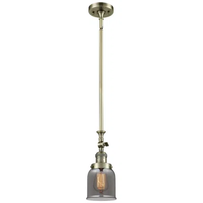 Innovations Lighting Bell 5" Wide Antique Brass Stem Hung Mini Pendant W/ Plated Smoke Shad
