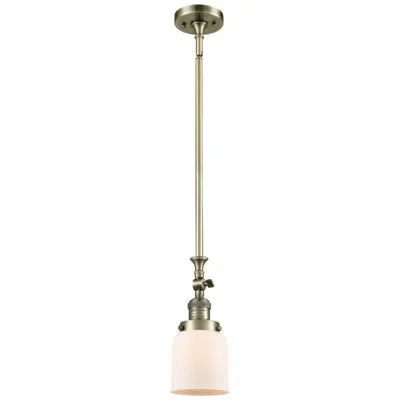 Innovations Lighting Bell 5" Wide Antique Brass Stem Hung Tiltable Mini Pendant W/ White Sh