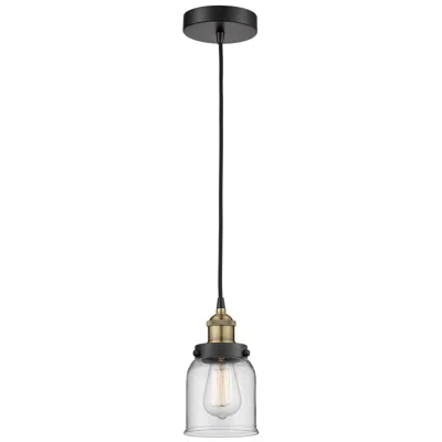 Innovations Lighting Bell 5" Wide Black Brass Corded Mini Pendant With Clear Shade