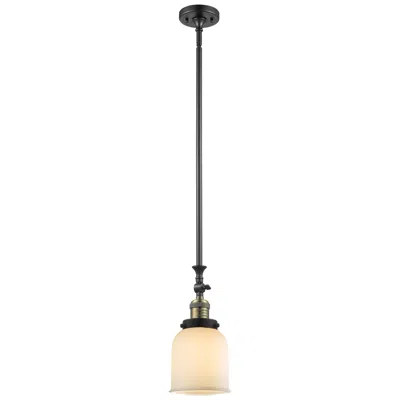 Innovations Lighting Bell 5" Wide Black Brass Stem Hung Tiltable Mini Pendant W/ White Shad
