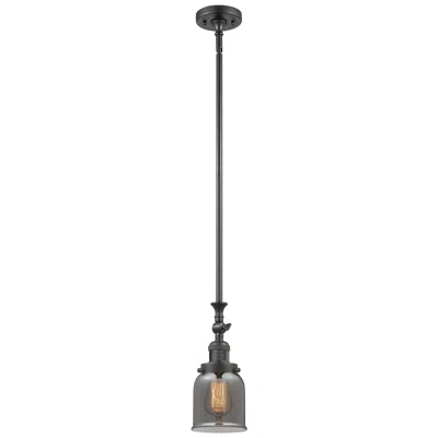 Innovations Lighting Bell 5" Wide Bronze Stem Hung Tiltable Mini Pendant W/ Plated Smoke Sh