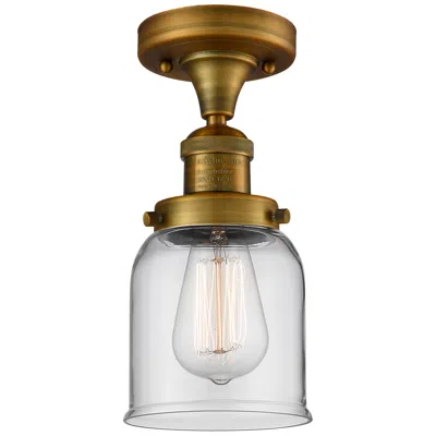 Innovations Lighting Bell 5" Wide Brushed Brass Semi Flush Mount W/ Clear Shade