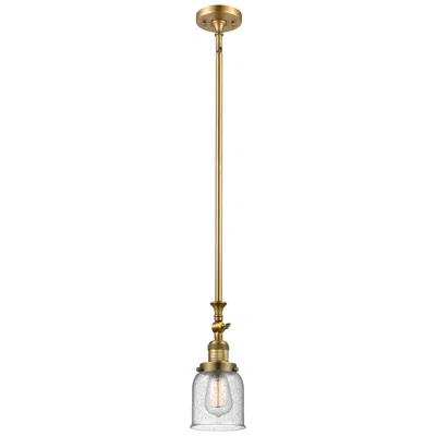 Innovations Lighting Bell 5" Wide Brushed Brass Stem Hung Tiltable Mini Pendant W/ Seedy Sh