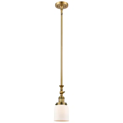 Innovations Lighting Bell 5" Wide Brushed Brass Stem Hung Tiltable Mini Pendant W/ White Sh