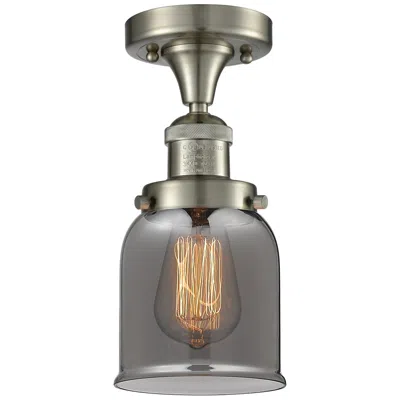 Innovations Lighting Bell 5" Wide Brushed Satin Nickel Semi Flush Mount W/ Plated Smoke Sha