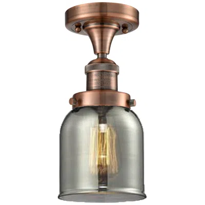 Innovations Lighting Bell 5" Wide Copper Semi Flush Mount W/ Plated Smoke Shade