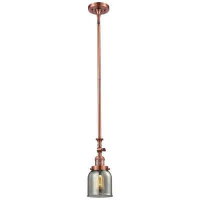 Innovations Lighting Bell 5" Wide Copper Stem Hung Tiltable Mini Pendant W/ Plated Smoke Sh