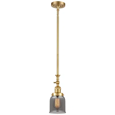 Innovations Lighting Bell 5" Wide Gold Stem Hung Tiltable Mini Pendant W/ Plated Smoke Shad