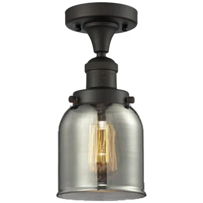 Innovations Lighting Bell 5" Wide Oil Rubbed Bronze Semi Flush Mount W/ Plated Smoke Shade In Black