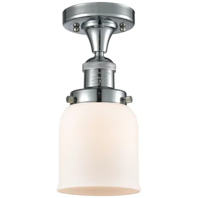 Innovations Lighting Bell 5" Wide Polished Chrome Semi Flush Mount W/ Matte White Shade