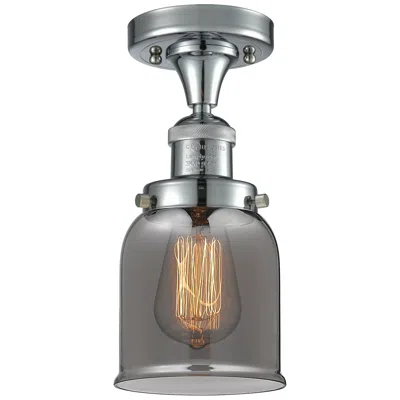 Innovations Lighting Bell 5" Wide Polished Chrome Semi Flush Mount W/ Plated Smoke Shade